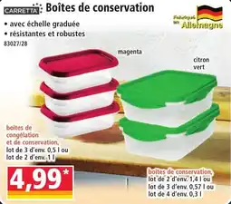 Norma CARRETTA Boîtes de conservation offre