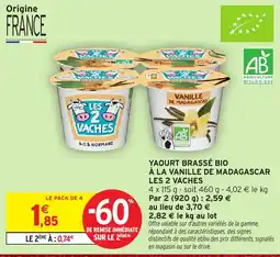 Intermarché LES 2 VACHES YAOURT BRASSÉ BIO offre