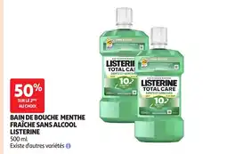 Auchan LISTERINE Bain de bouche menthe fraîche sans alcool offre