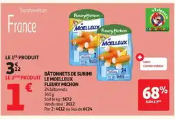 Auchan FLEURY MICHON Bâtonnets de surimi le moelleux offre