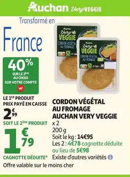 Auchan Cordon vegetal au fromage auchan very veggie offre