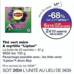 Monop' Lipton Thé vert mûre & myrtille offre