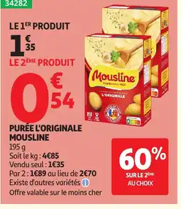 Auchan MOUSLINE Purée l'originale offre