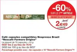 Monop' NESCAFE Café capsules compatibles Nespresso Brazil offre