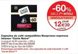 Monop' Carte Noire Capsules de café compatibles Nespresso expresso intense offre