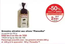 Monop' Panealba Gressins stiratini aux olives offre