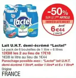 Monop' Lactel Lait U.H.T. demi-écrémé offre
