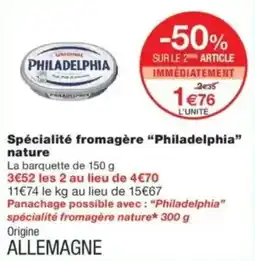 Monop' Philadelphia Spécialité fromagère nature offre
