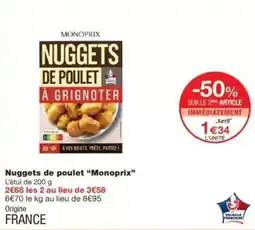 Monop' Monoprix Nuggets de poulet offre