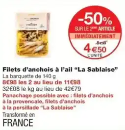 Monop' La Sablaise Filets d'anchois à l'ail offre