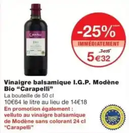 Monop' Carapelli Vinaigre balsamique I.G.P. Modène Bio offre