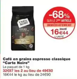 Monop' Carte Noire Café en grains espresso classique offre