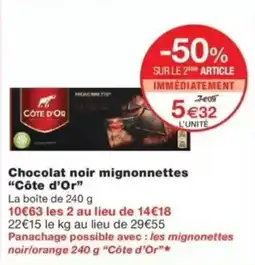 Monop' Côte d'Or Chocolat noir mignonnettes offre