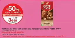 Monop' CÔTE D'OR Tablette de chocolat au lait aux noisettes entières offre