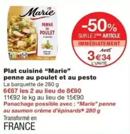 Monop' Marie penne au poulet et au pesto offre