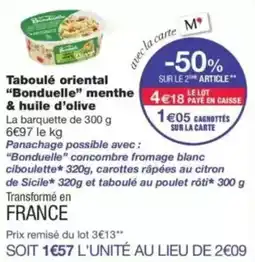 Monop' Bonduelle Taboulé oriental offre