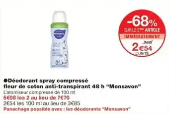 Monop' Monsavon Déodorant spray compressé offre