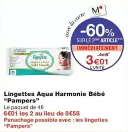 Monop' Pampers Lingettes Aqua Harmonie Bébé offre