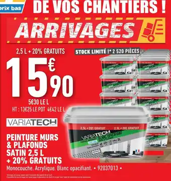 Brico Cash Peinture Murs & Plafonds Satin 2,5 L + 20% Gratuits offre