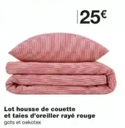 Monop' Lot housse de couette et taies d'oreiller rayé rouge offre