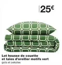 Monop' Lot housse de couette et taies d'oreiller motifs vert offre