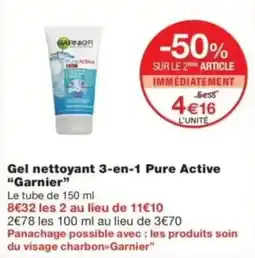 Monop' Garnier Gel nettoyant 3-en-1 Pure Active offre