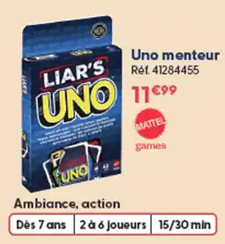 La Grande Récré Mattel Liar's Uno offre