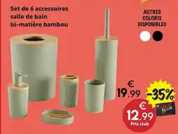 Maxi Bazar Set de 6 accessoires salle de bain bi-matière bambou offre