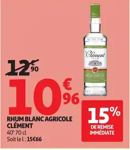 Auchan CLÉMENT Rhum blanc agricole offre