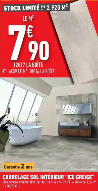 Brico Cash Carrelage Sol Intérieur "Ice Greige" offre