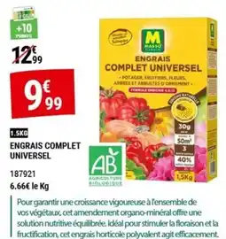 Gamm vert MASSO GARDEN ENGRAIS COMPLET UNIVERSEL offre