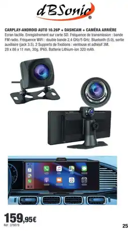Autobacs Sonic carplay-android auto 10.26p + dashcam + caméra arrière offre