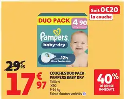 Auchan Couches duo pack pampers baby dry offre