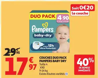 Couches duo pack pampers baby dry