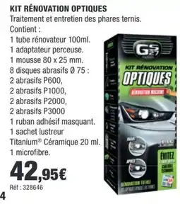 Autobacs GS27 KIT RÉNOVATION OPTIQUES offre