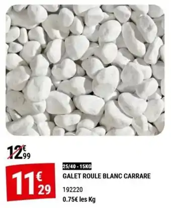 GALET ROULE BLANC CARRARE