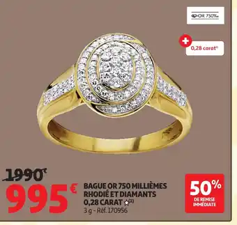 BAGUE OR 750 MILLIÈMES RHODIÉ ET DIAMANTS 0,28 CARAT