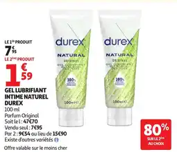Auchan DUREX Gel lubrifiant intime naturel offre