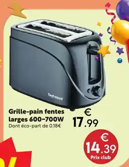 Maxi Bazar Techwood grille-pain fentes larges 600-700w offre