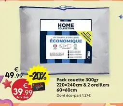 Maxi Bazar Home collection pack couette & 2 oreillers offre