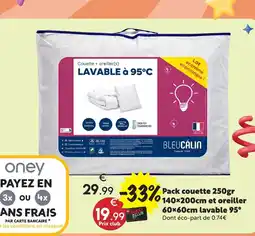 Maxi Bazar Bleu calin pack couette + oreiller(s) lavable à 95°c offre