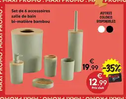 Maxi Bazar Set de 6 accessoires salle de bain bi-matière bambou offre