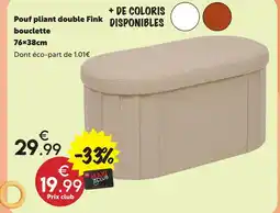 Maxi Bazar Pouf pliant double fink bouclette offre