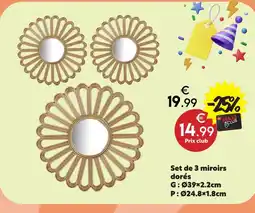 Maxi Bazar Set de 3 miroirs dorés offre