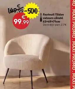 Maxi Bazar Fauteuil tildae velours côtelé offre
