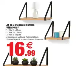 Bazarland Lot de 3 étagères murales memphis offre