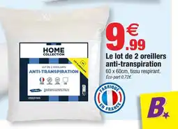 Bazarland Home collection lot de 2 oreillers anti-transpiration offre