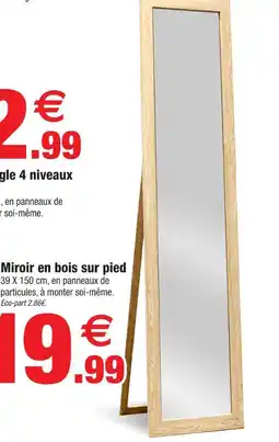 Bazarland Miroir en bois sur pied offre
