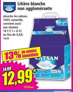 Norma Catsan litière blanche non agglomérante offre