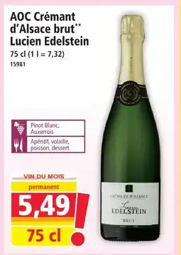 Norma Lucien edelstein aoc crémant d’alsace brut offre